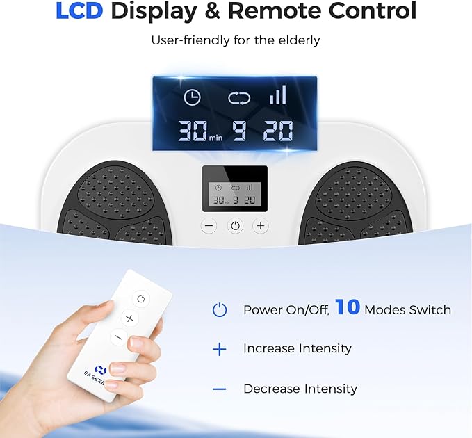 Foot Massager for Neuropathy, Rechargeable TENS EMS Foot Stimulator with 10 Modes 20 Intensities, Feet Circulation Stimulator for Neuropathy, Plantar Fasciitis, Gifts for Mom Dad - Bloomnest