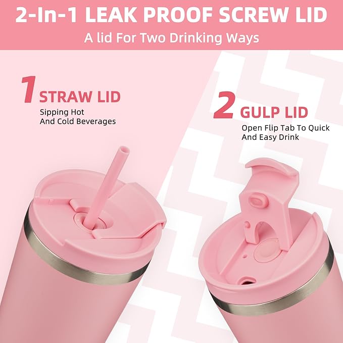 BJPKPK 30oz Tumbler With lid And Straw Stainless Steel Travel Coffee Mug Insulated Tumblers Cups,Light Pink - Bloomnest