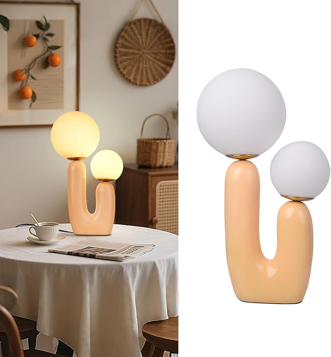Arturesthome Nightstand Desk Lamp, Creative Nordic Living Room Bedside Bedroom Table Lamp with Led Bulbs, Beige - Bloomnest