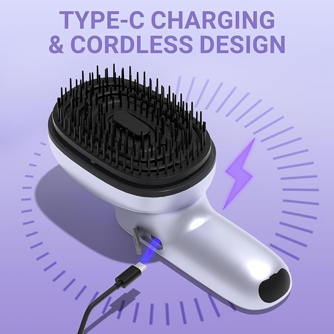 Electric Scalp Massage Brush with Red Light, Vibrating Hair Growth Massager, Portable Deep Brush Head Tool with Essential Oil Spray Function,Give Gifts to Parents and Family Members (Silvery) VEADONS