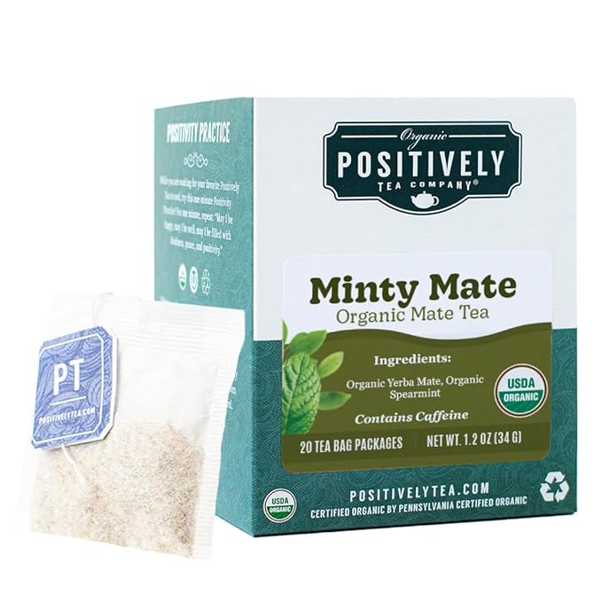 Organic Positively Tea Company, Minty Mate, Yerba Mate Tea Bags, 20 Count - Bloomnest