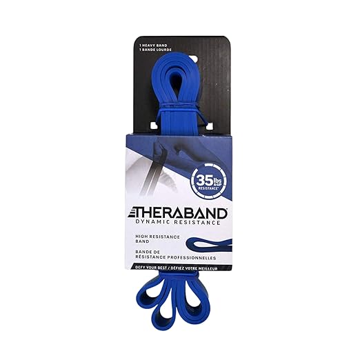 THERABAND High Resistance Band, Elastic Super Bands for Improving Flexibility, Injury Rehab, & Full Body Workouts, Heavy Duty Stretch Bands for Powerlifting, Heavy, Blue, 35 lbs. Resistance - Bloomnest