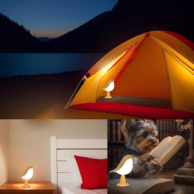 Small Cordless Bedside Lamp, Bird Lamp Touch Sensor, LED Table Lamp with Touch Dimmer,3 Level Brightness Nightstand Lamps, Rechargered Desk Lamp for Bedroom, Office, College Dorm Room - Bloomnest