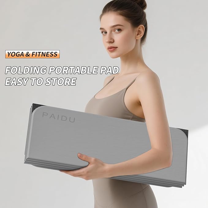 Foldable Fitness Yoga Mat | 2/5" (10MM) Extra Thick | SGS Certified Non-Slip TPE | 75x26" Extra Long-Wide | Portable & Easy Store | for Yoga, Pilates, Home Gym & Full-Body Workouts - Bloomnest