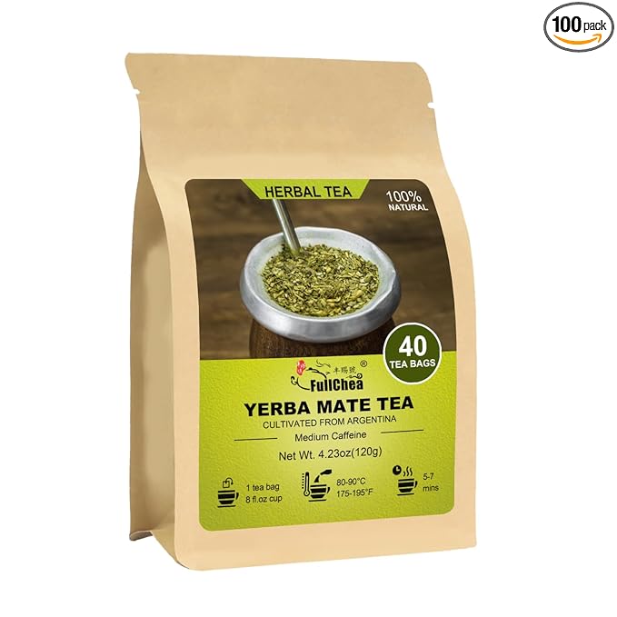 FullChea - Yerba Mate Tea Bag, 40 Teabags, 3g/bag - Unsmoked, Cultivated From Argentina - Rich In Antioxidants And Plant Nutrients - Bloomnest