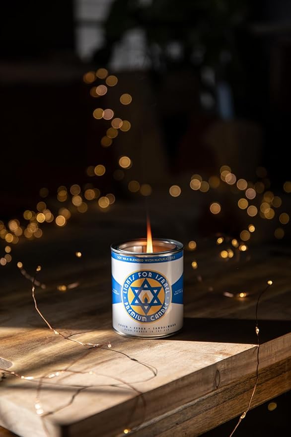 Long-Burning, One-Pint Premium Candles for Men | Vintage Inspired Oil Can Design | Soy Wax, Vegan Friendly, Made in The USA | Fury Bros. | Classically Cool (Lights for Israel) - Bloomnest