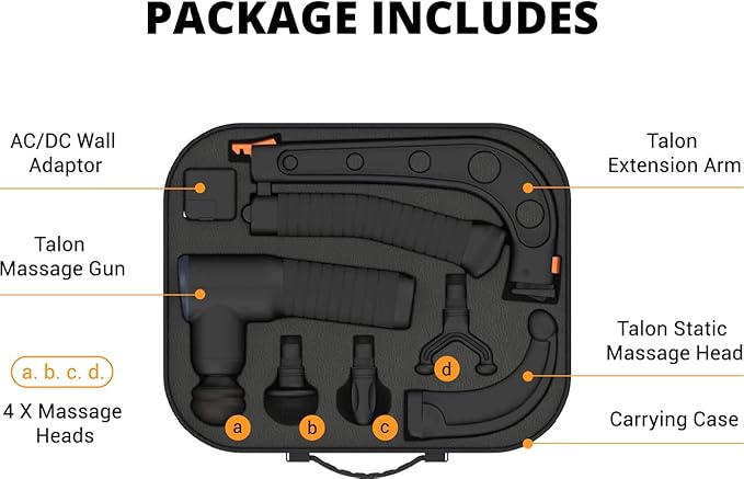Brazyn - Talon Percussion Massage Gun + Massage Cane + Gun Holder System - Deep Tissue Muscle Massager with Arm Attachment for Whole Body Pain Relief, Upper and Lower Back, Neck & Shoulder Relaxer - Bloomnest