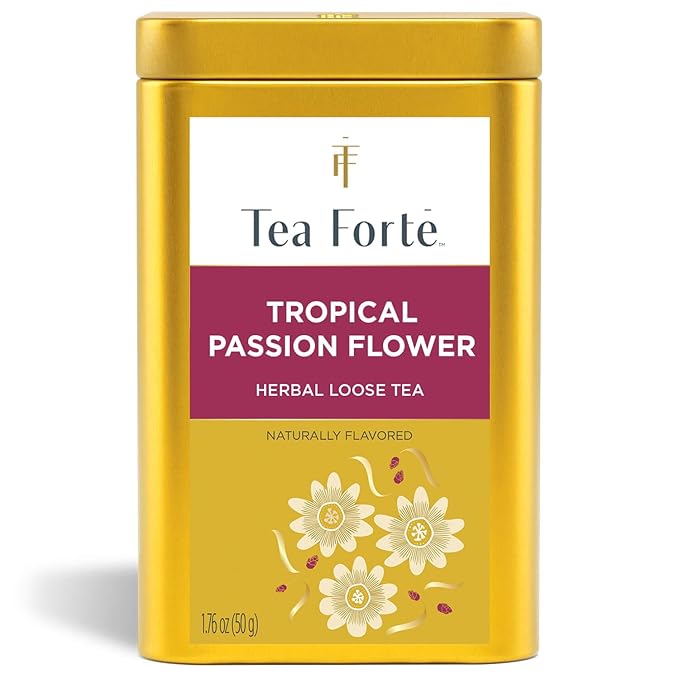 Tea Forte Tropical Passion Flower Premium Loose Leaf Caffeine-Free Herbal Tea Blend Canister, Makes 35-50 Cups - Bloomnest