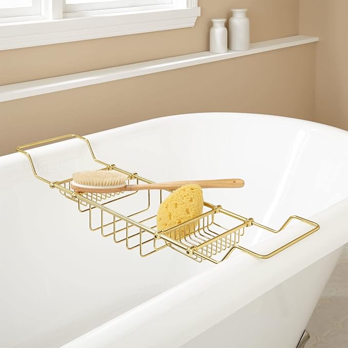 Signature Hardware 123696 Nottingham Brass Tub Caddy - Bloomnest