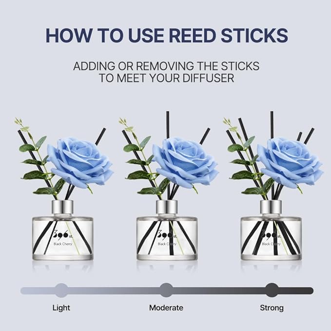 396 st. Rose Flower Reed Diffuser, Baby Powder, 200ml(6.7oz) / Reed Diffuser Sets, Home Fragrance, Scented Oils, Home & Bathroom Décor - Bloomnest