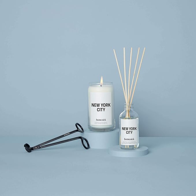 Homesick Scented Candles for Home (New York City) - 13.75 oz Long-Lasting Soy Wax Jar Candle for Women & Men for All Occasions, 60-80 Hours Burn Time - Notes of Lemon, Grapefruit & Jasmine - Bloomnest