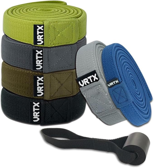 VRTX Fabric Resistance Bands for Men & Women | Long Exercise Band for Workout, Stretch, Yoga, Full Body Training | Soft Mesh Cloth, Non-Slip, High Durability Elastic Straps - Bloomnest