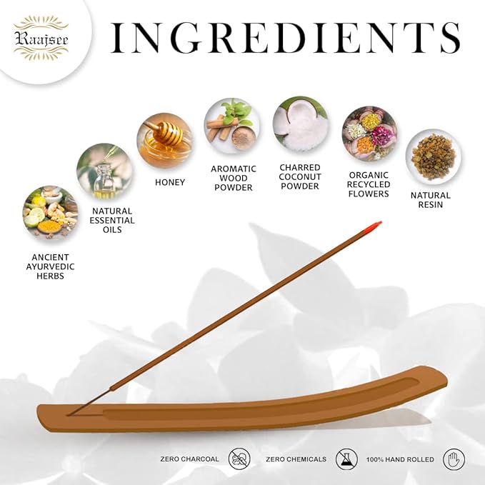 White Sage Incense Sticks for Cleansing 100 gm Pack - 100% Natural -Charcoal Free - Organic Non Toxic Clean Burning - Made from Upcycled Flowers RAAJSEE