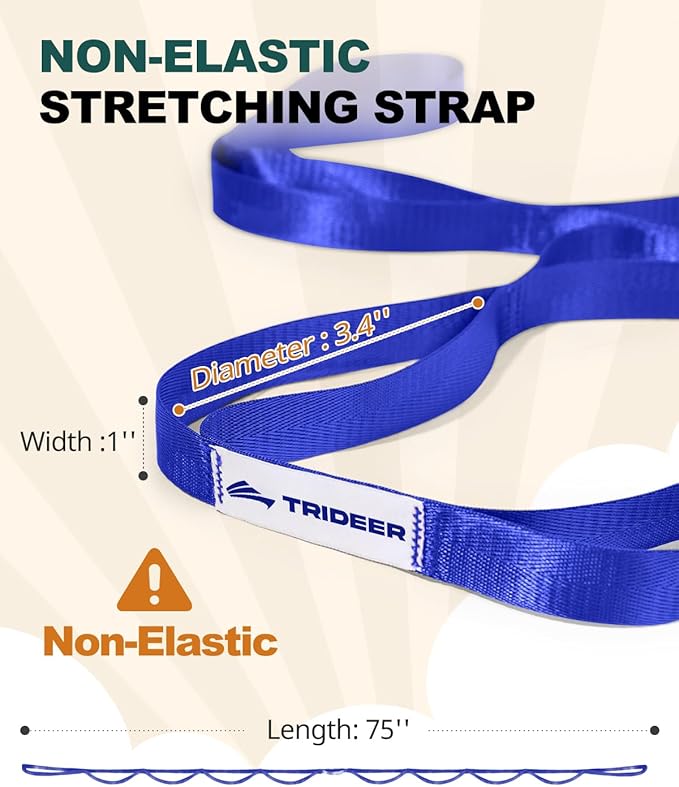Trideer Stretching Strap Yoga Strap Physical Therapy for Home Workout, Exercise, Pilates and Gymnastics, 10 Loops Non-Elastic Stretch Bands with Aesthetic Packaging for Women & Men - Bloomnest