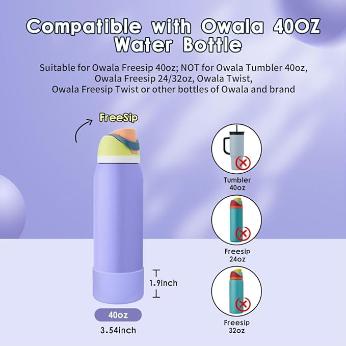 2PCS Silicone Water Bottle Boot, Compatible with Owala 24oz 32oz 40oz, Protective Anti-Scratch & Anti-Dent No Noise Sleeve Cover for FreeSip/Twist/Flip Water Bottles (Retro Boardwalk, 40oz) BKBY