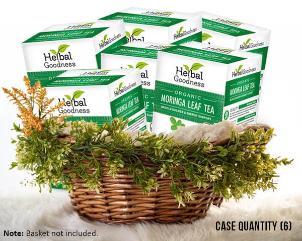 Herbal Goodness Moringa Tea - 6 Cases (24 Tea Bags Each) - Pure Moringa Powder Organic Herbal Tea for Supporting Digestion, Immune System & Bone Health | Non-GMO Caffeine-Free Made in USA - Bloomnest