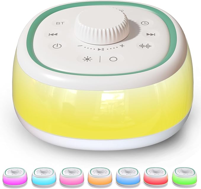 DONOW White Noise Sound Machine with Light Bluetooth, 30 Soothing Sounds, Knob Volume Control, 8 Colors Night Light with Memory Function Sleep Timer, White Noise Machine for Sleeping Adults Baby - Bloomnest