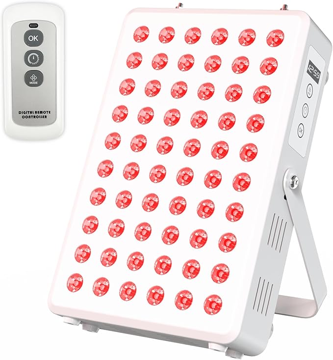 Red Light Panel for Body and Face, 660nm Red 850nm and Near Infrared, Remotcontrol 60 LEDs Red Light Therapy Panel, Used to Promote Sleep, Improve The Body, Relieve Muscle Fatigue (E-300-Wtite) SCESFU