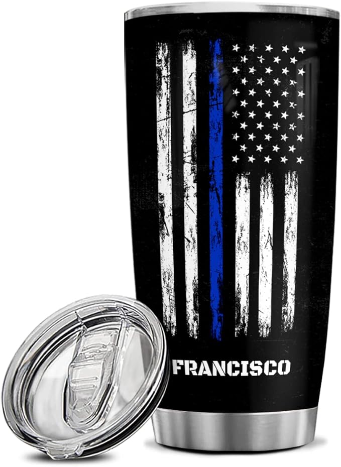 winorax Police Officer Gifts Personalized Thin Blue Line Tumbler US Flag Police Academy Graduation Gifts for Men Women Cops Officer Retirement Tumblers Stainless Steel 20oz 30oz Travel Cup - Bloomnest