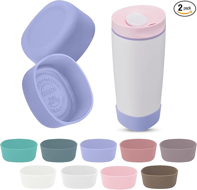 2Pcs Silicone Boot for Owala SmoothSip Slider Coffee Tumbler 20oz 12oz, Anti-Slip Sleeve for Travel Coffee Mug, Protective Accessories for Owala BPA Free (Cloudy Violet) Kaitiaki