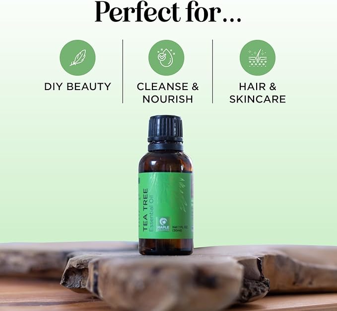 Pure Tea Tree Oil for Hair Skin and Nails - 100% Pure Undiluted Tea Tree Essential Oil with Dropper for Topical Uses Aromatherapy Diffusing and Home and Beauty DIYs - Vegan and Cruelty Free (1 Fl Oz) - Bloomnest