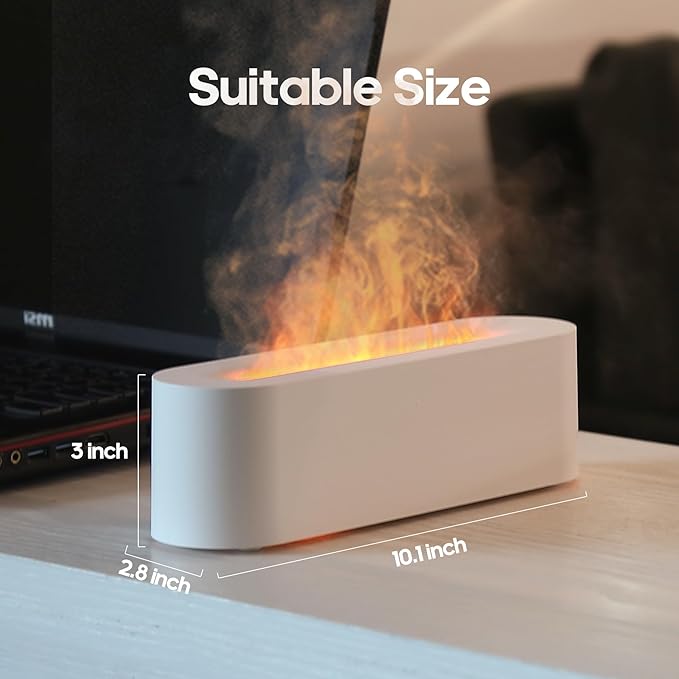 Essential Oil Air Diffuser Flame Colorful Water Vapor Fire Fireplace Humidifier for Aromatherapy Aroma Therapy Machine Room Bedroom,Flame Diffuser for Essential Oils,White - Bloomnest