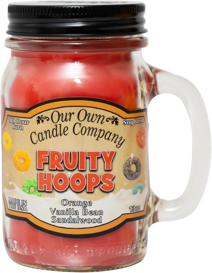 Our Own Candle Company, Fruity Hoops Scented Mason Jar Candle, 100 Hour Burn Time, 13 Ounces - Bloomnest
