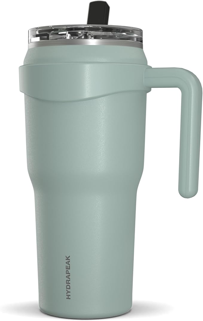 Hydrapeak Roadster 40oz Stainless Steel Tumbler Double Wall Vacuum Insulated Water Bottle With Handle And 2 in 1 Straw Lid (Pale Sage) - Bloomnest