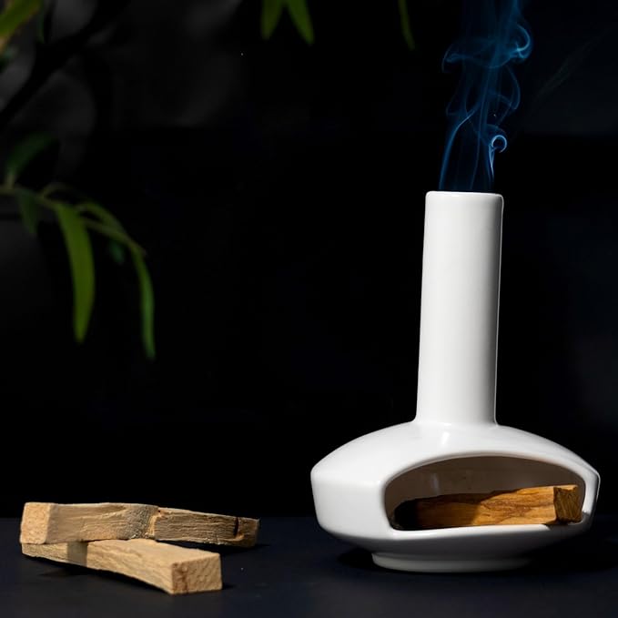 Handcrafted Palo Santo Holder Mini Chiminea Cone Incense Stick Burner Ceramic for Meditation Accessories Unique Design High Temperature Resistance Ideal for Yoga Aromatherapy Relaxation - Bloomnest