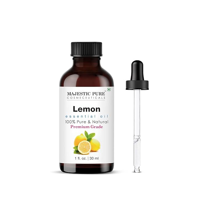 Majestic Pure Lemon Essential Oil with Glass Dropper - 1 Fl Oz - 100% Pure and Natural Lemon Oil - Premium Grade Essential Oils for Diffuser, Aromatherapy, Soap and Candle Making - Bloomnest