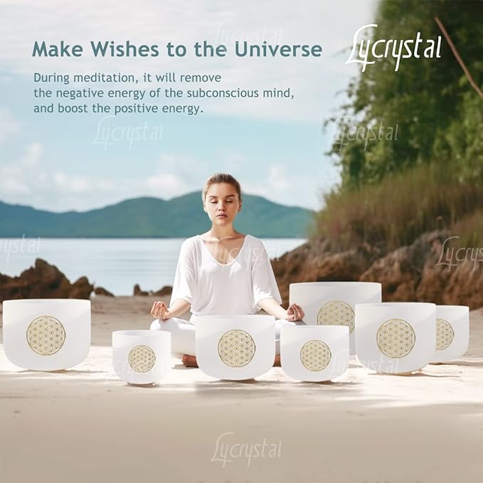 Singing Bowl 432 Hz Chakra 7PCS of 6-12 Inch Flower of Life Sound Bowl Meditation Set for Healing,Free 2 PCS Travel Carry Case Bag. - Bloomnest