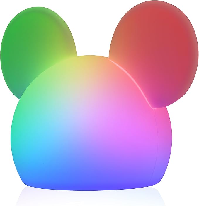 Disney Mickey Mouse Squishy Light, Color Changing, Night Light for Kids, USB Lamp, Battery Operated, Dimmable, Ideal for Bedroom, Playroom, Living Room, and More, 66944 - Bloomnest