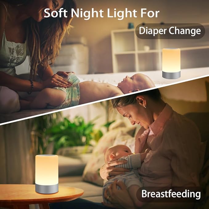 G Keni Nursery Baby Night Light for Kids, Portable LED Touch Night Lamp for Kids and Adult, Breastfeeding, Sleep Aid, USB Rechargeable Nursing Lamp, Bedside Dimmable Warm Night Light (2 Pack) - Bloomnest