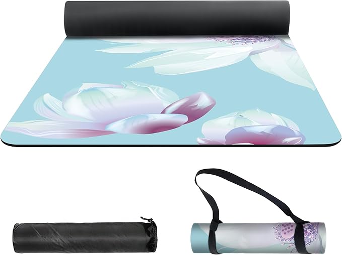 nuveti Yoga Mat Print Extra Thick TPE Non Slip Fitness Exercise Mat with Carrying Bag,72"x24" Extra Thick 6MM Exercise & Workout Mat for Yoga, Pilates Fitness and Floor Exercises - Bloomnest