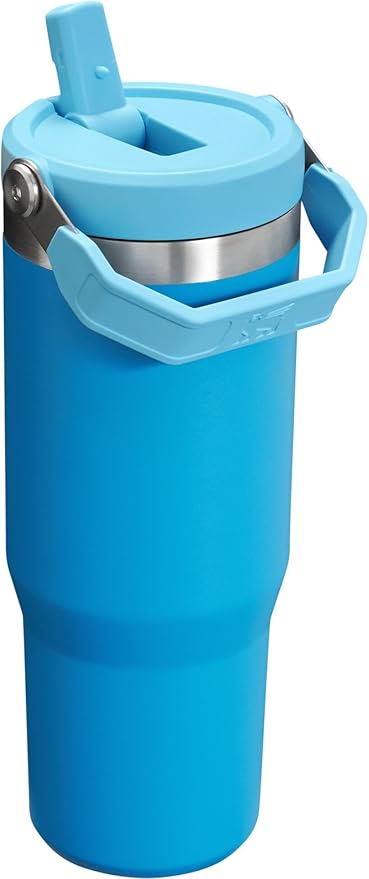 Stanley IceFlow Stainless Steel Tumbler - Vacuum Insulated Water Bottle for Home, Office or Car Reusable Cup with Straw Leak Resistant Flip Cold for 12 Hours or Iced for 2 Days, Azure, 30 OZ / 0.89 L - Bloomnest