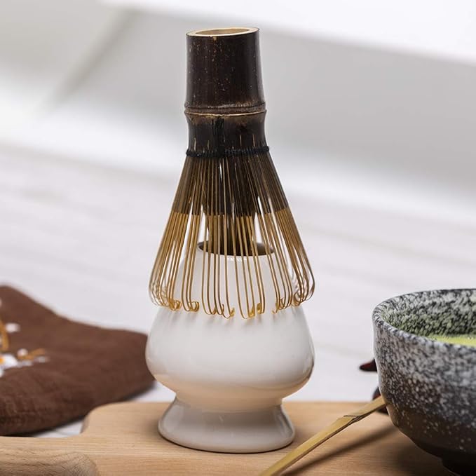 Bamboo Matcha Tea Whisk Set (Chasen) Matcha Bowl (Chawan) Bamboo Scoop (Chashaku) Ceramic Whisk Holder Handmade Matcha Ceremony Starter Kit For Traditional Japanese Tea Ceremony (7 Pcs). - Bloomnest