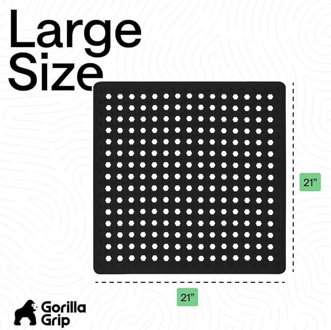 GORILLA GRIP Patented Square Shower Stall Mat, Small Bathtub Floor Mats for Stand Up Showers, Suction Cups and Drainage Holes, Machine Wash, Soft on Feet, Bathroom Accessories 21x21 Inch, Black Opaque - Bloomnest
