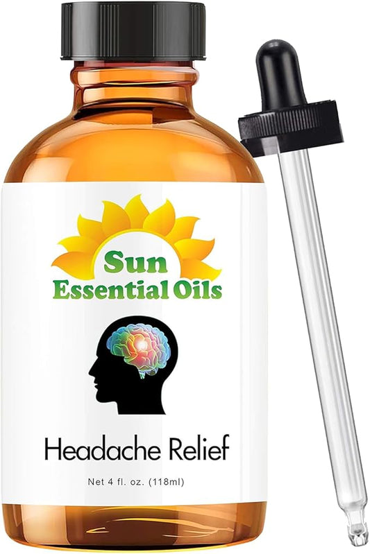 Sun Essential Oils - Headache Relief Blend Essential Oil (Huge 4 Ounce Bottle) Bulk - Head Relief Essential Oil - Bloomnest