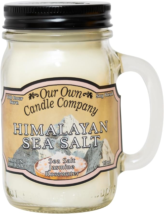 Our Own Candle Company, Himalayan Sea Salt Scented Mason Jar Candle, 100 Hour Burn Time, 13 Ounces - Bloomnest