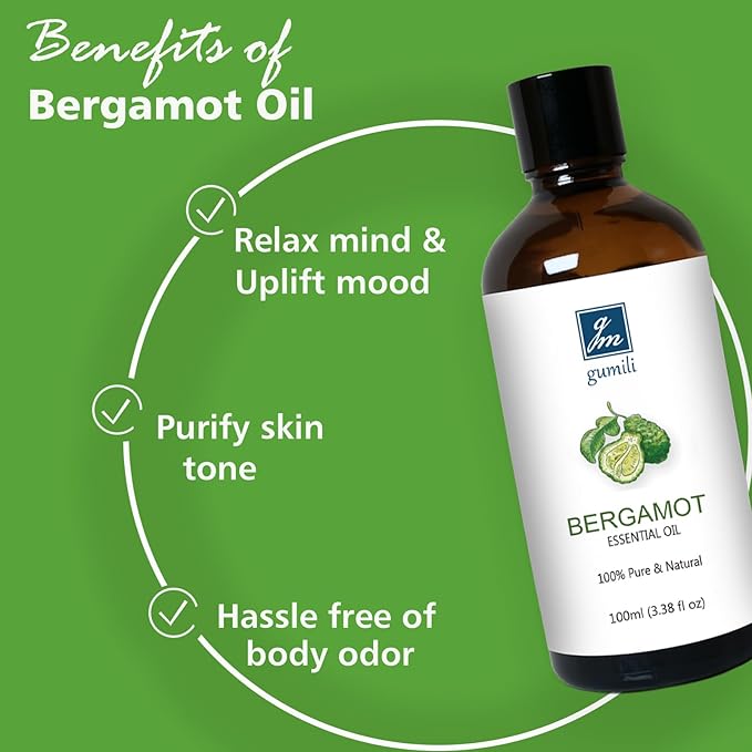 Pure Bergamot Essential Oil for Diffuser, 100% Pure Undiluted - 3.38 Fl Oz 100ml - Bloomnest