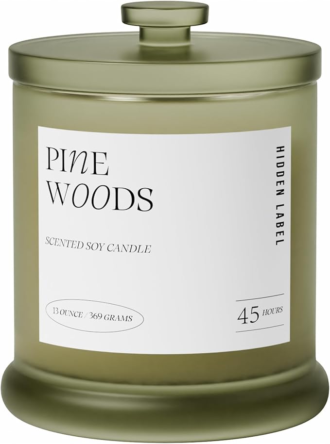 Christmas Candles, Pine Woods Scented, Holiday Candles for Home Scented with Natural Non Toxic, 2 Wicks, 13oz Soy Wax, 45H Long Lasting | Aromatherapy Candle for Home Decor, Christmas Gifts for Women - Bloomnest