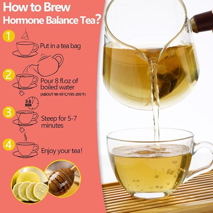 Premium 60 Hormone Balance Tea Bags, Made with 100% Natural Herbal Ingredients, Red Raspberry Leaves, Menstrual Cycle Support, No Artificial Flavors & Caffeine Free. - Bloomnest