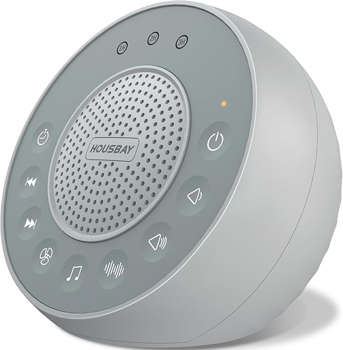 Housbay Glows White Noise Sound Machine, 31 Soothing Sounds, 5W Loud Stereo Sound, Sleep Timer, Small Travel Sleep Machine & Noise Canceling for Sleeping, Relaxation-Gray - Bloomnest