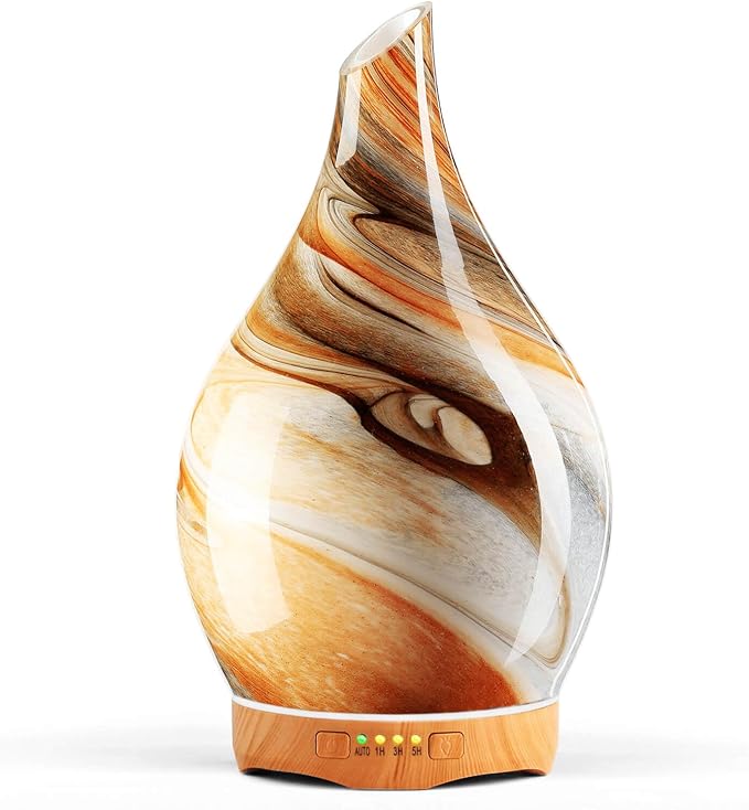 Porseme 280ml Glass Essential Oil Diffuser Aromatherapy Ultrasonic Cool Mist Humidifier 7 Running Hours Waterless Auto-Off Air Diffusers for Sleeping, Yoga, Office Working, Spa and Rest (Deep Desert) - Bloomnest