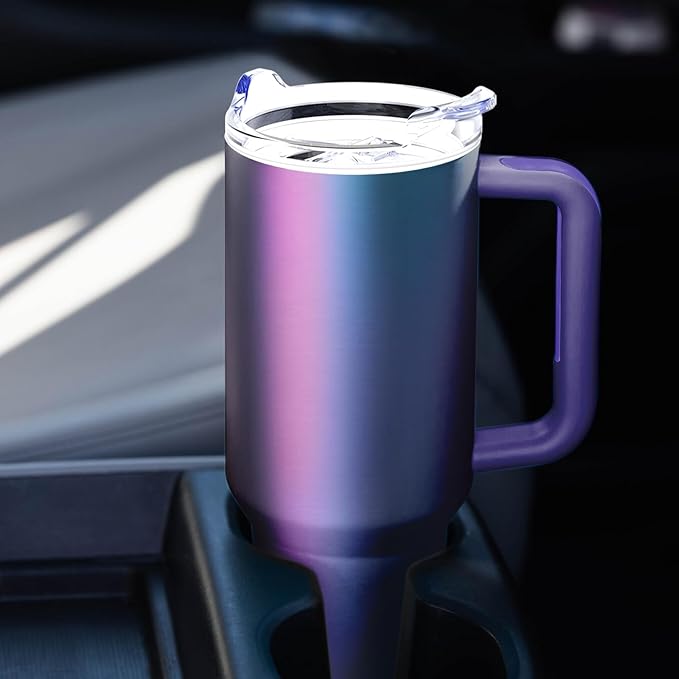 40 oz Tumbler with Handle and Straw Lid Insulated Tumblers Cups with Lids Straws Double Wall Vacuum Leak Proof Stainless Steel 40oz Tumbler Travel Mug Gifts for Men Women Him Her (Aurora) - Bloomnest