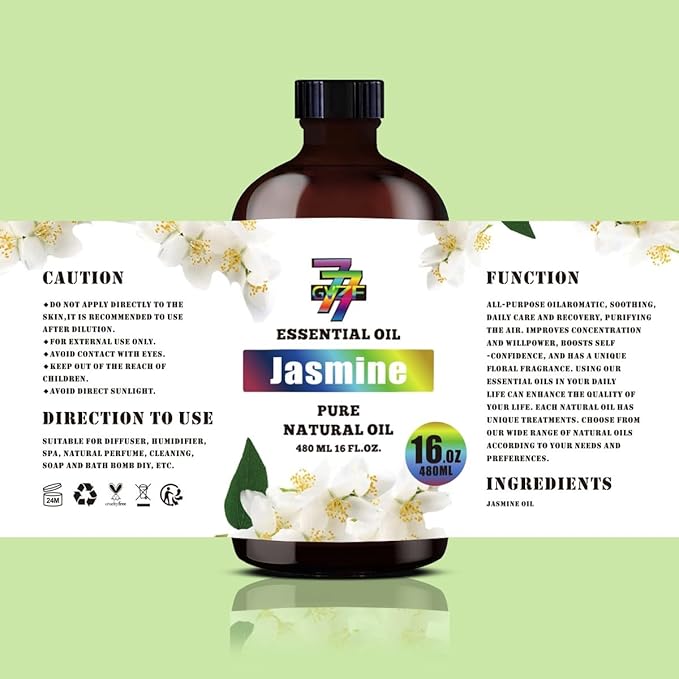 Jasmine Essential Oil (16 oz / 480 ml) – Jasmine Oils for diffusers, humidifiers, Home Baths, Cleaning Products, Yoga, DIY Soaps and DIY Scented Candles - Bloomnest