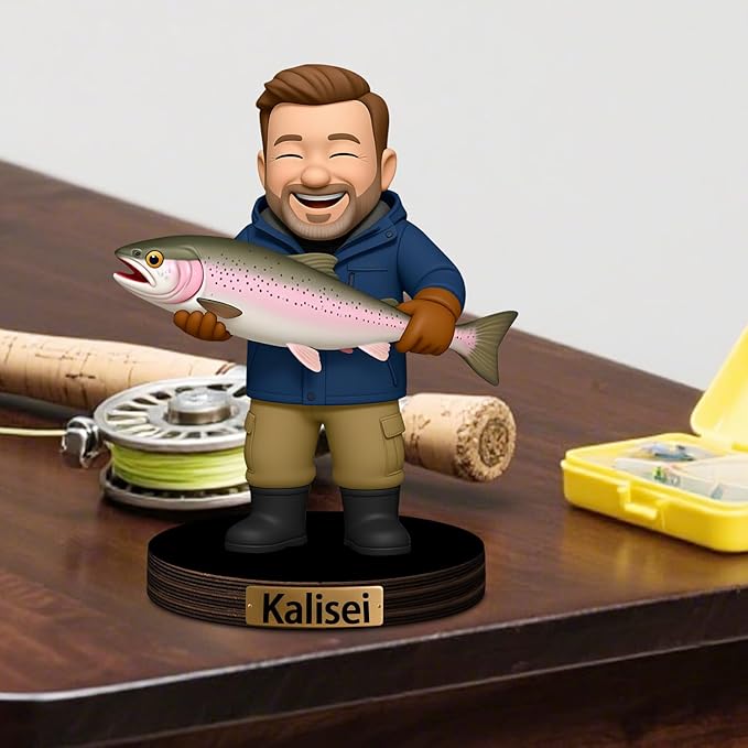 Custom Fishing Photo Cartoon Style Acrylic Plaque Sign Desk Decor, Memories Fishing Themed Picture Photo Frame, Fish Memories Picture Frame Decor Gifts for for Dad Papa Fathers's Day - Bloomnest