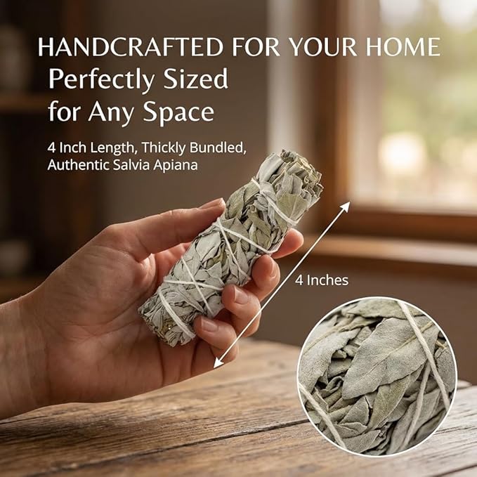 New Age Smudges and Herbs Smudge Kit - 2 California White Sage Smudge Stick for Cleansing (Salvia Apiana) with 2 Palo Santo Incense Sticks (Holy Wood) - Sage Bundles …