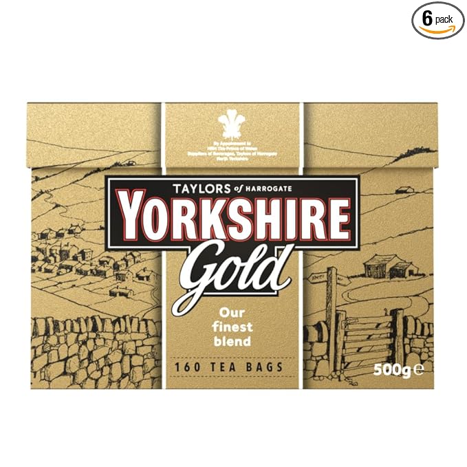 Yorkshire Tea, Gold, Pillow Tea Bags, 160 Count (Pack of 6), Premium Blend, Rich, Smooth, and Satisfying, Classic British Breakfast Blend, Caffeinated, Enjoy Hot or Iced, 160 Teabags - Bloomnest