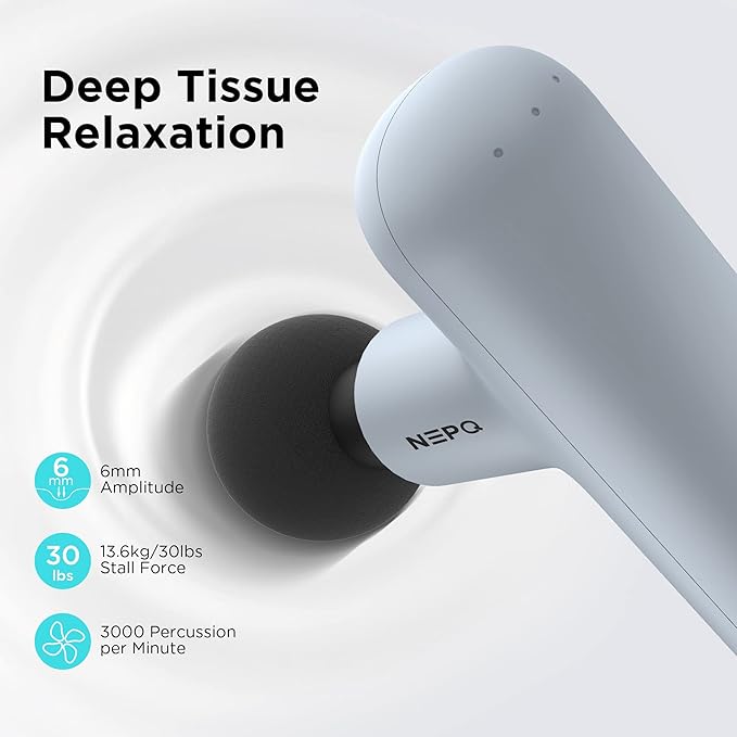 Mini Massage Gun, SK6 Fascial Gun Portable Deep Tissue Percussion Muscle Back Head Massager for Pain Relief with 4 Massage Heads 4 Speed High-Intensity Vibration Rechargeable (Gray) - Bloomnest